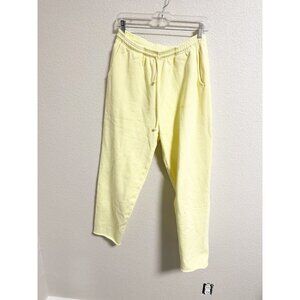 Madhappy Womens French Terry Sweatpants Drawstring Raw Hem Lemon‎ Pastel Large